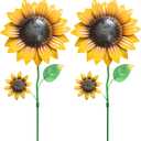 YEAHOME Garden Decor for Outside, 2 Pack 22.4 Sunflower Garden Stakes Spring Decor, Metal Flowers with Shaking Head Yard Art for Outdoor Yard Lawn Patio Decoration