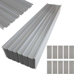 18 pcs Galvanized Steel Roof Panels,L42.52W17.72 Inch Metal Roof Panels,Corrugated Tin Roofing Panels Roof Protector for Garages Black
