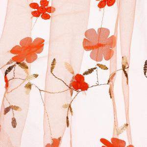 MECCANIXITY 5 Yard Tulle Fabric 175"x51"3D Flower Embroidery Mesh Lace Fabric for DIY Handmade Clothing Wedding Dress Skirt Home Curtain Decoration, Orange