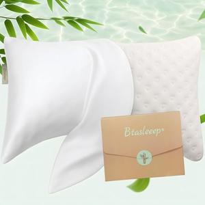 Cooling Curved Pillowcase for Side Sleeper Pillow - Rayon Derived from Bamboo Pillowcase with Zipper, Breathable and Soft Silky Cover for Hot Sleeper Protecting Hair & Skin Queen Size 1 Pack, White