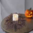 6PCS Plum Cimicifuga Seeded Small Wreath, Artificial Flower Garland Candle Ring for Fall Wedding Decor, Boho Home Decor, Thanksgiving, Table Centerpiece, Mantle Decor