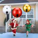 Jetec 3 Pcs 16" 20" 24" Giant Inflatable Christmas Ball Ornament PVC Inflatable Decorated Oversized Outdoor Holiday Decoration Xmas Blow up Ball for Xmas Outside Holiday Yard Lawn Porch Decor