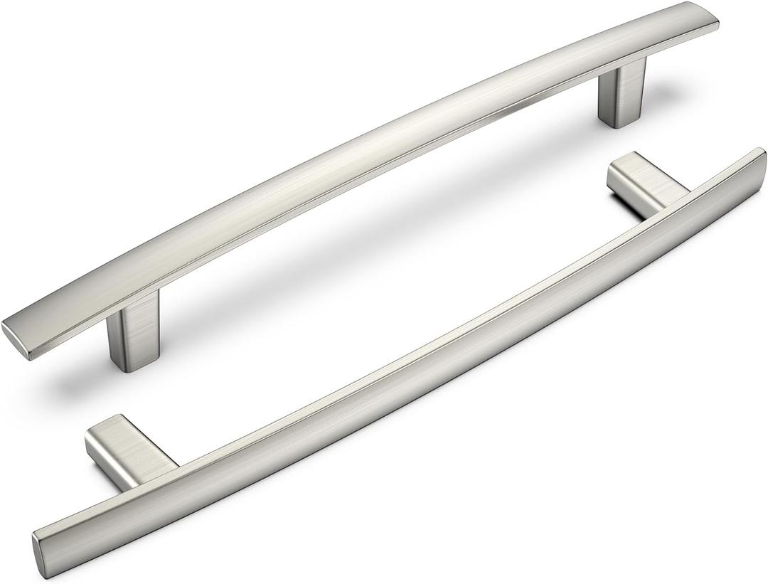 homdiy 10 Pack Solid Heavy Duty Zinc Alloy Cabinet Handles, Brushed Nickel Cabinet Pulls, 5 Inch Hole Center Arch Drawer Pulls Modern Hardware for Kitchen Bathroom Cupboard