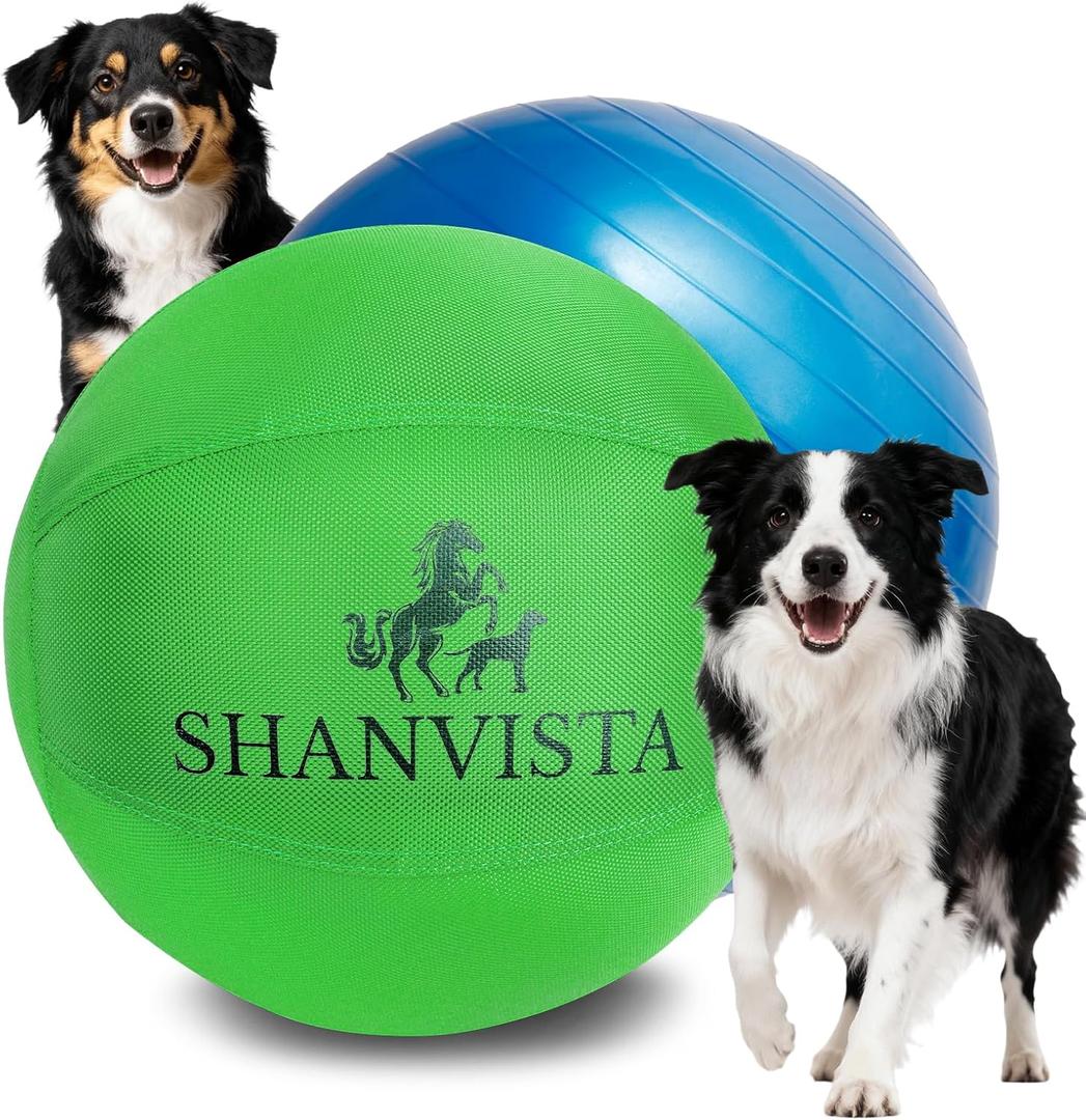 SHANVISTA Herding Ball for Dogs 18 Inch - Heavy Duty Herding Ball for Australian Shepherds & Border Collies - Durable Training Toy for Small to Medium Breeds - Outdoor & Backyard Play (Green)