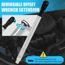 Offset Extension Wrench, 1/2'' Electric Offset Extension for Tight Spaces - 90 & 180 Degree Offset Extension Wrench Impact for Electric Drill with 2 Conversion Head, 6 Conversion Adapters