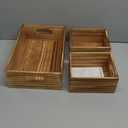PHOENANCEE Wooden Crate Stackable Decorative Wood Crates set of 3 for Storage Display Rustic Nesting Box Basket Home Decoration Boxes Container Bin with Handles Farmhouse Decor,Solid Pine,L+M+S