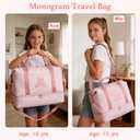 Girls Overnight Weekender Duffle Bag with Shoe Compartment Travel Carry On Teenager Girl Gifts Dance Cheer Gym Bag Personalized Initials Birthday Gifts for Teenage Kids Women (Pink-E)
