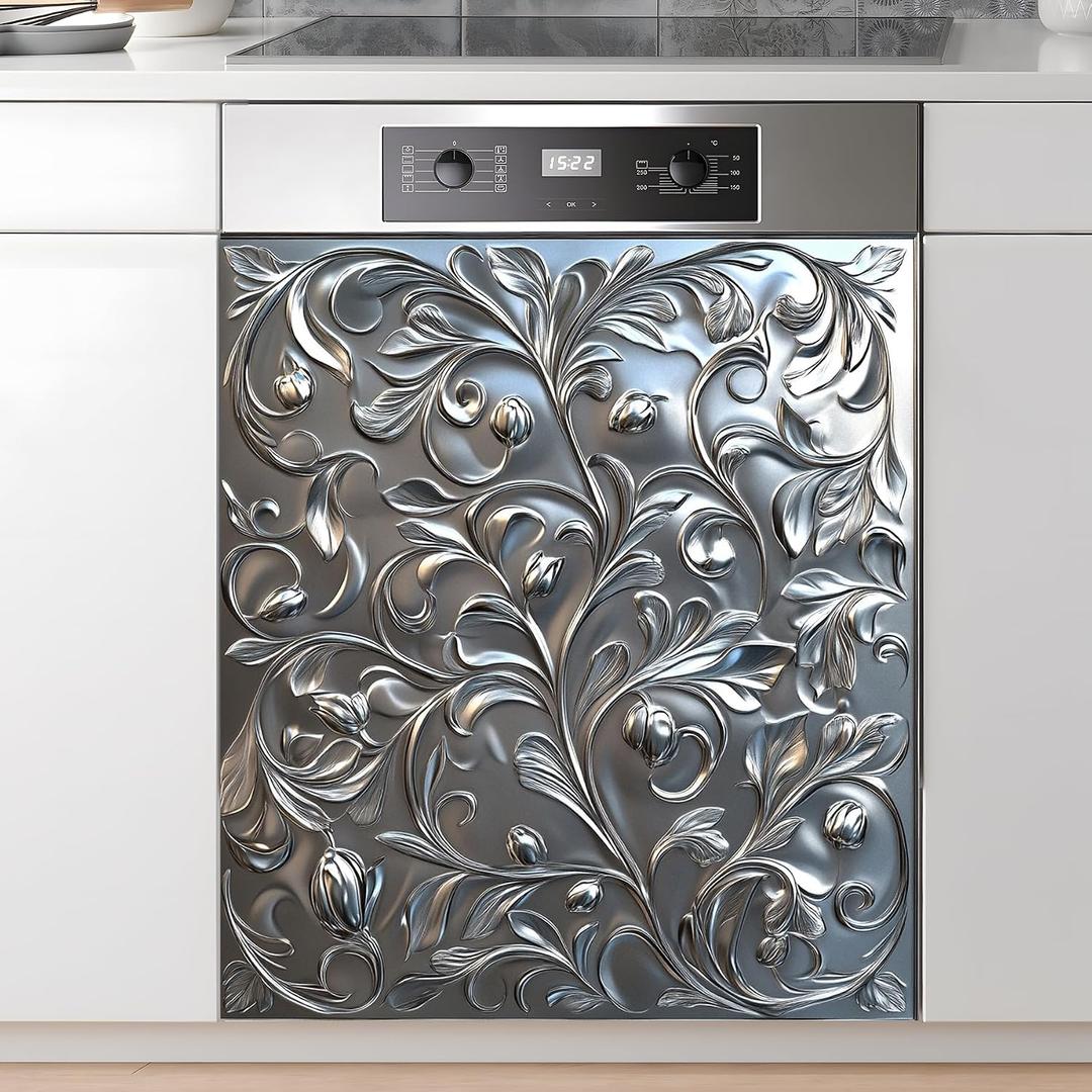 Dishwasher Magnet Sticker Cover: Panel Decal Decorative for Kitchen Decoration, 23"x26" Home Appliances Decor Stickers Panel Decor