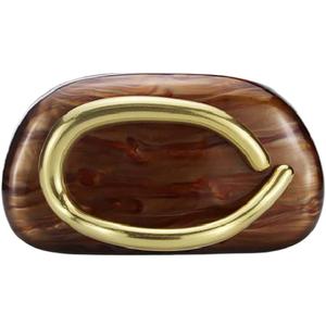 Women Acrylic Clutch Box Metal Handle Evening Bag Trendy Ladies Shoulder Crossbody Purse for Wedding Party Causal (Brown)