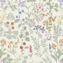 Dimoon Floral Wallpaper Peel and Stick Floral Leaves Contact Paper Beige Green Renter Friendly Wallpaper Removable Textured Farmhouse Cottage Wall Paper for Bathroom Bedroom Vinyl Roll 17.3" X 78.7"