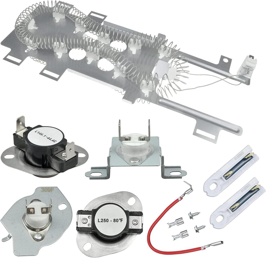 8544771 Dryer Heating Element, 279973&3392519 Thermal Fuse (2 packs) and 279816 Thermostat Cut Off Dryer Compatible with Maytag, Kenmore and More