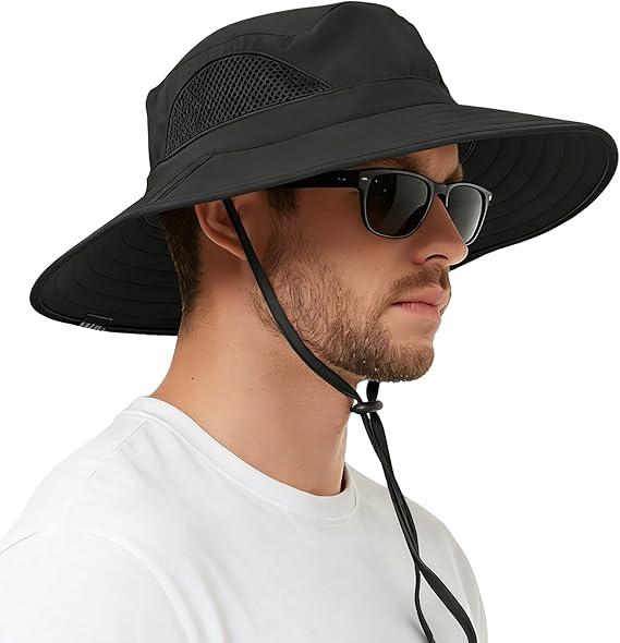 EINSKEY Unisex Sun Hat, Waterproof Wide Brim Bucket Hat Packable Boonie Hat for Fishing Hiking Gardening Safari Beach