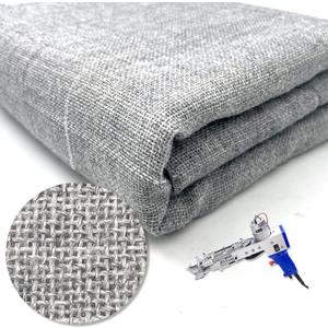 85" x 85" Large Primary Tufting Cloth with White Grid for Tufting Gun, Gray Primary Rug Backing Fabric, Monks Cloth for Rug Tufting Kit  Includes Yarn Threader, Glue Scrapers & Brush