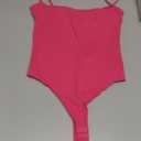 SUUKSESS Women Sexy Square Neck Thong Bodysuit Backless Cami Bodysuit Top (Small, Hot Pink)