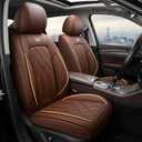 OASIS AUTO Car Seat Covers Full Set Premium Waterproof Faux Leather Cushion Universal Accessories Fit SUV Truck Sedan Automotive Vehicle Auto Interior Protector (013-Brown)