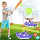 2-in-1 Water Sprinkler Baseball Toy Set for Kids, Summer Outdoor Water Game with 2 Sprinkler Heads, 360 Rotating Sprinkler for Backyard Summer Fun
