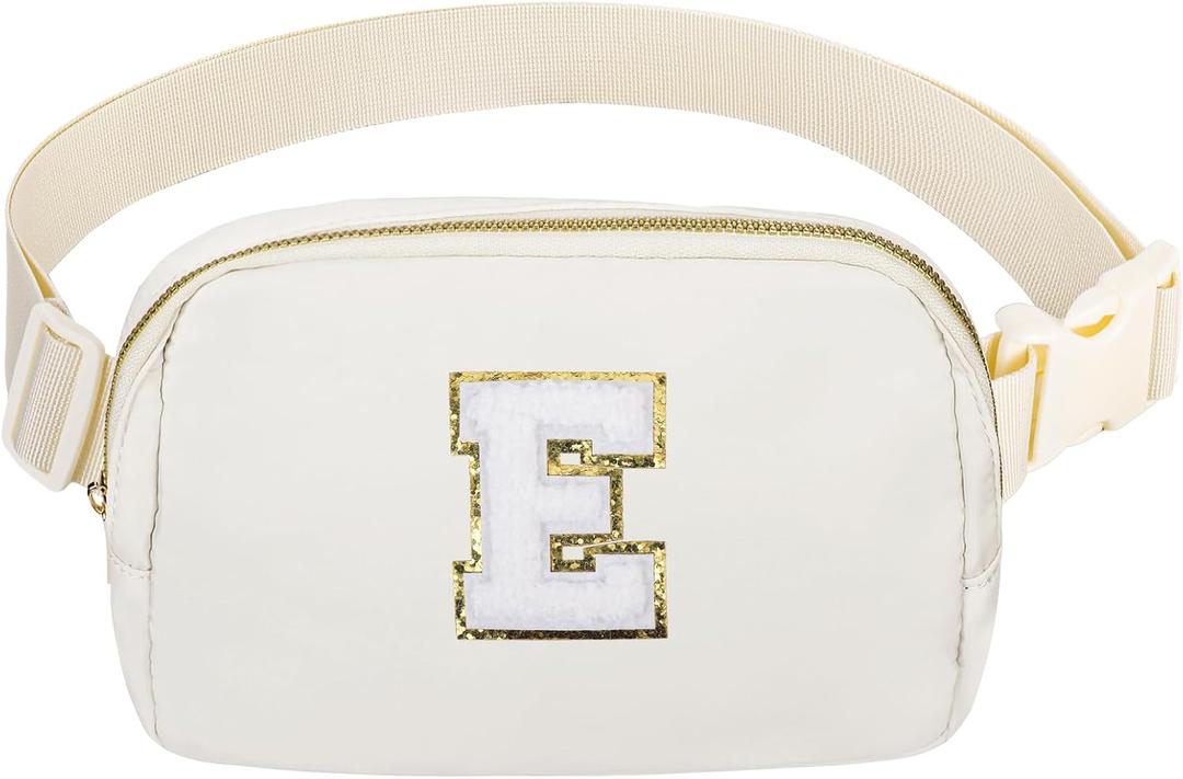 Birthday Gifts Personalized Graduation Gifts for 4 5 6 7 8 9 10 11 12 13 14 Year old Girls Teen Sister Kid Initial Letter Fanny Pack Trendy Stuff, White, Letter E