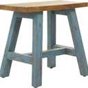 Deco 79 Wood Stool with Brown Wood Top, 20" x 14" x 18", Blue