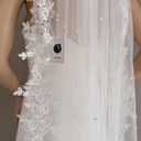 Wedding Veil Lace 1 Tier Cathedral Length Fingertip Length Bride Veil with Metal Comb, 30 in Off White