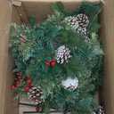 2 Pack Outdoor Christmas Tree Urn Fillers with 40 Warm & Colorful Change Lights, 8 Modes Timer, Pinecones Red Berries Decorations, Battery Operated for Holiday Planters Yard Porch Pathway Xmas Decor