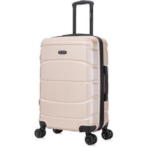 DUKAP SENSE Hardside Luggage with Spinner Wheels | 24 in Durable Lightweight Medium Checked Suitcase for Travel | Zipper Clouser Suit Case with Gel Handles and Trolley | Champagne