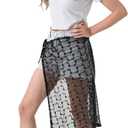 Lace Sarong Wraps for Women Beach Swim Sarong Coverups White Womens Bathing Suit Wrap Skirt Cover up (Medium, Black)