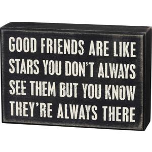 Primitives by Kathy 17423 Box Sign, Good Friends, Wood, 6" x 4"