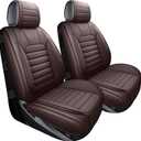 YIERTAI Seat Covers Compatible with Silverado Sierra for 2007-2024 2025 1500/2500/3500 Crew Double Extended Cab Trucks Waterproof Leather Covers Protectors(2 PCS Front only/Brown)