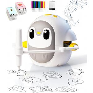 Drawing Robot for Kids, Montessori Learning Drawing Machine with 200 Cards, Smart Educational Painting Toy for 3 4 5 6 7 8 Year Old Boys Girls Birthday Party Gift- (Penguin)