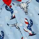 Baby Boy 4th of July Outfit American Flag/Popsicle/Cactus Dress Shirt Bodysuit Lapel Button Short Sleeve Romper (Blue)