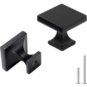 goldenwarm 5 Pack Black Cabinet Knobs for Dresser Drawers Kitchen Hardware Handles 1.1 inch Width Square Knob for Cabinets,Zinc Alloy