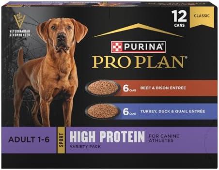 Sport High Protein Wet Dog Food, Beef and Bison Entrée and Turkey, Duck and Quail Entrée Variety Pack - (Pack of 12) 13 oz. Cans,  BB Date: Dec 2027