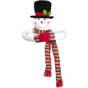SAFIGLE Snowman Christmas Tree Topper 36 Inch Plush Snowman Head with Knitted Scarf Soft Cotton Padding Holiday Tree Decoration for Winter Home Party (White)