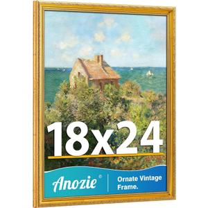 Vintage 18x24 Frame, Antique Gold Photo Frames with Plexiglass Front,Ornate 18 x 24 Poster Frame Display for Wall Décor,1 Pack,Gold