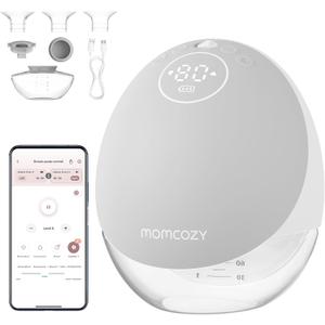 Momcozy Breast Pump Hands Free Upgraded Mobile Flow | M9, App Discreet Control with Personalized Multi-Modes & 15 Levels, Wearable Breast Pump 24mm, 1 Pack Gray