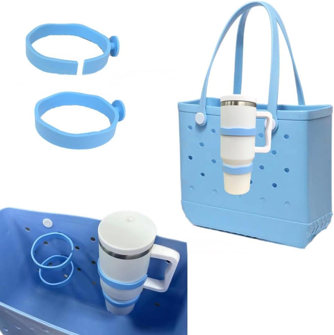 2 x Cup Holder for Bogg Bag Compatible with Stanley 30 oz 40 oz, Drink Holder for Simple Modern Rubber Beach Tote, Water Bottle Holder Attachment for XL Medium Small Bog Bag