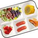 12.5inch Ceramic Divided Plate,5 Compartment Portion Control Plate,Reusable Bariatric Plate for Adults,White Dinner Plates for Daily Use,Dessert Plates for Balanced Meal