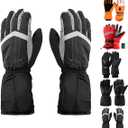 Bacrelax Heated Gloves for Men Women Rechargeable Heated Ski Gloves Touchscreen Thermal Outdoor Hiking Winter Warm Glove, M, Black