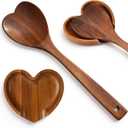 Baderke Heart Spoon Rest Set for Cooking Acacia Wood Spoon Set Mother's Day Gifts for Women Moms Heart Kitchen Accessories Housewarming Gifts