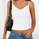 ZESICA Women's Sleeveless Lace Camisole Tops Summer 2026 Spaghetti Strap Tank Top Y2k Sexy Going Out Trendy Shirts (White)