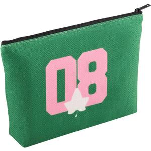 Sorority Paraphernalia Cosmetic Bag Since 1908 Gift Pink And Green Sorority Makeup Bag Black Greek Sorority Gift For Sister (1908Makeup)