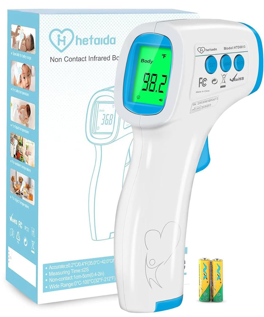 Digital Thermometer for Adults and Kids, No Touch Forehead Thermometer for Baby, 2 in 1 Body Surface Mode Infrared Thermometer with Fever Alarm and Instant Accuracy Readings (Blue)