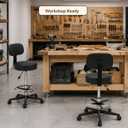 Drafting Chair, Adjustable Height & Footrest, Swivel, Black