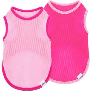 2 Pack Cooling Shirts for Dogs, Lightweight Mesh Breathable Dog Shirt for Medium Dogs Girl,Sun-Protection Sleeveless Shirts for Dog&Cat Puppy Vest Pet Apparel, Pink 2XL