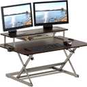 SHW 36-Inch Over Desk Height Adjustable Standing Desk with Monitor Riser, Espresso