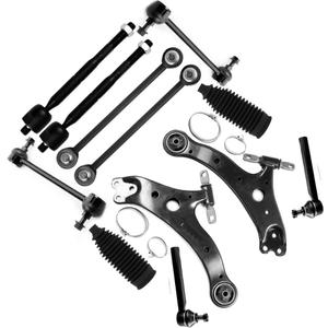 12-PC SET Suspension Kit fit 2004-2007 for Toyota for Highlander 2007-2009 for Lexus RX350 2004-2006 for Lexus RX330 Front Lower Control Arm Outer Inner Tie Rod End Steering Boot Sway Bar Link