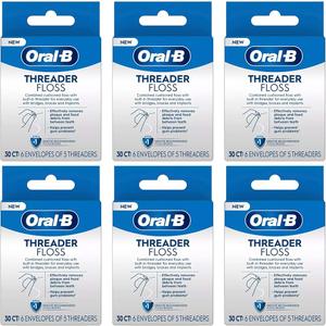 Oral-B Glide Threader Floss, 30-Count (Pack of 6)