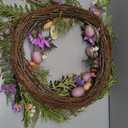 National Tree Company 22 in. Pink Eggs, Flowers and Ferns Easter Wreath, Artificial Spring Wreath with Pink & Pastel Easter Eggs, Indoor or Covered Outdoor Décor