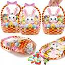 Fuutreo 50 Pcs Easter Gift Bags Clear Bunny Sealing Pouches with Handles Resealable Happy Easter Plastic Favor Bags for Spring Holiday Party Candy Gift Wrapping Supplies Decoration