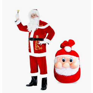 Santa Claus Costume for Men,11PCS Men's Deluxe Santa Suit, Christmas Costume Suit for Men Adults, Santa Clause Costume, 2XL